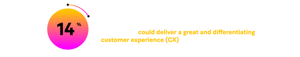 At banks, only 14% of top decision makers believe their organization's technology infrastructure and applications could deliver a a great customer experience.